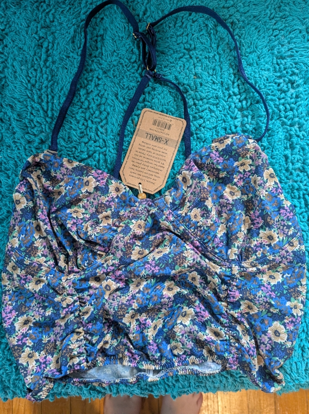 NATURAL LIFE Blue Floral Spaghetti Strap Cami